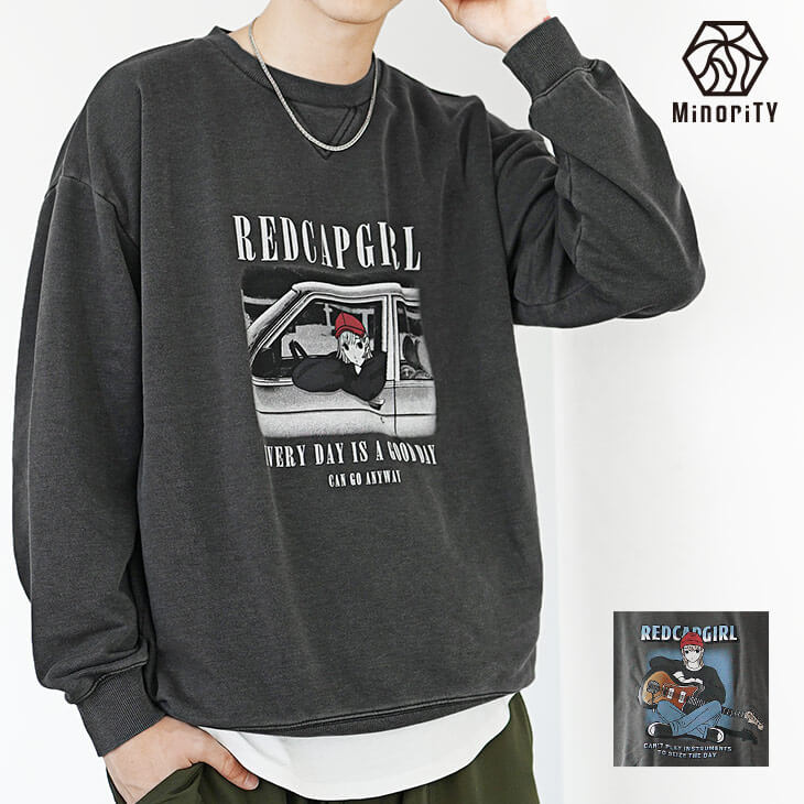 ガールプリントピグメントトレーナー