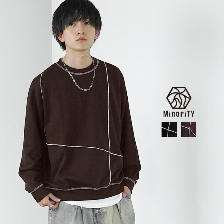 裏毛配色アウトラインロックトレーナー