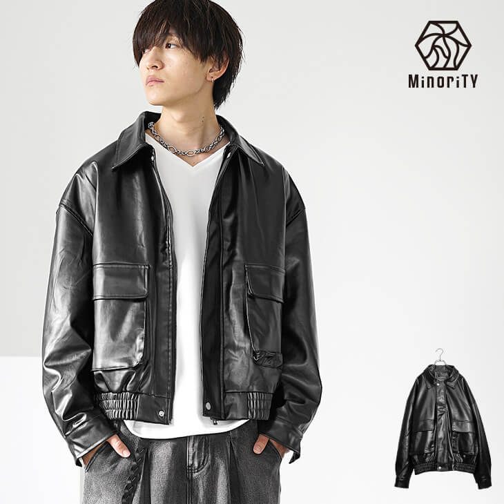 BIGポケットPUレザーブルゾン