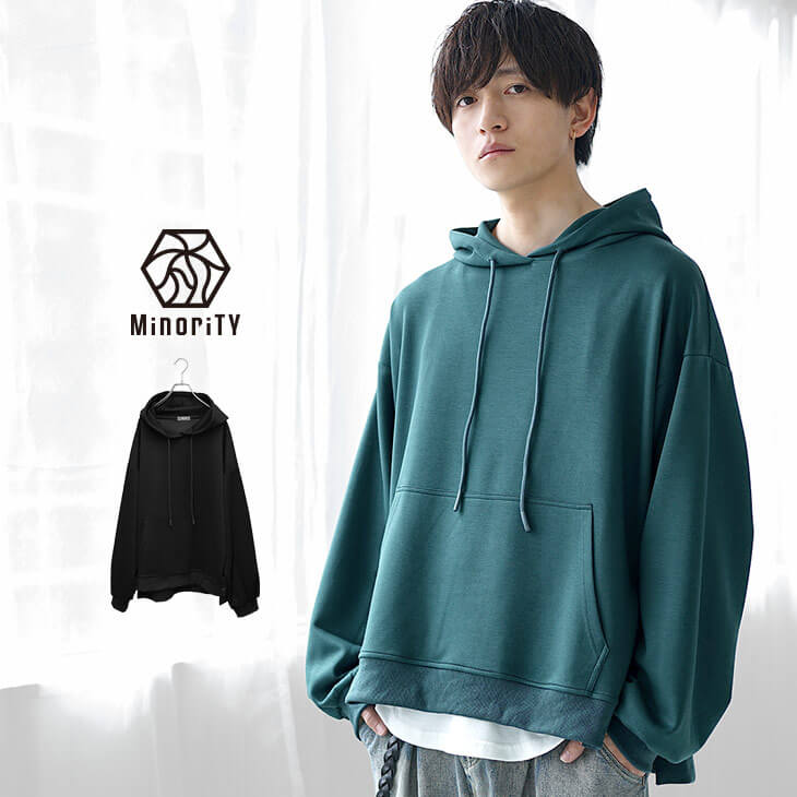 スナップボタンサイドオープンパーカー