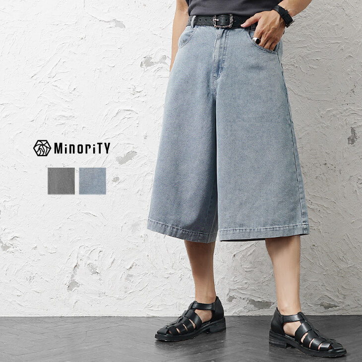 ウォッシュドデニムバギーショーツ