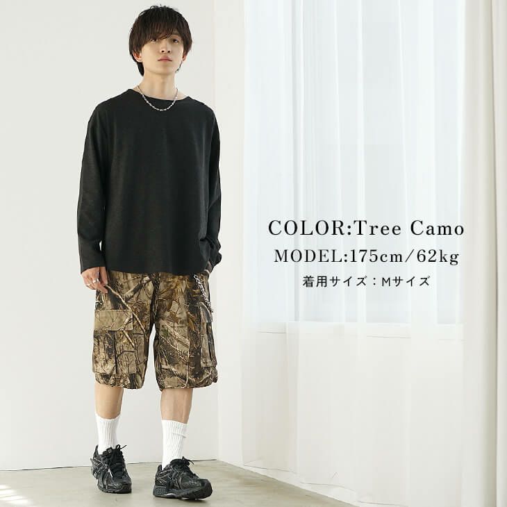 ブラックロンTとツリーカモショーツの春フェスコーデ