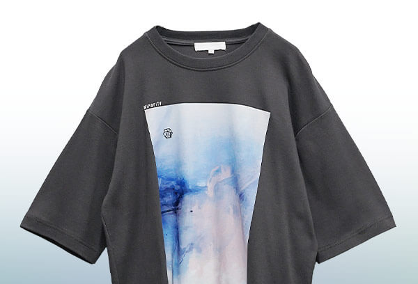 水彩抽象画プリントTシャツ