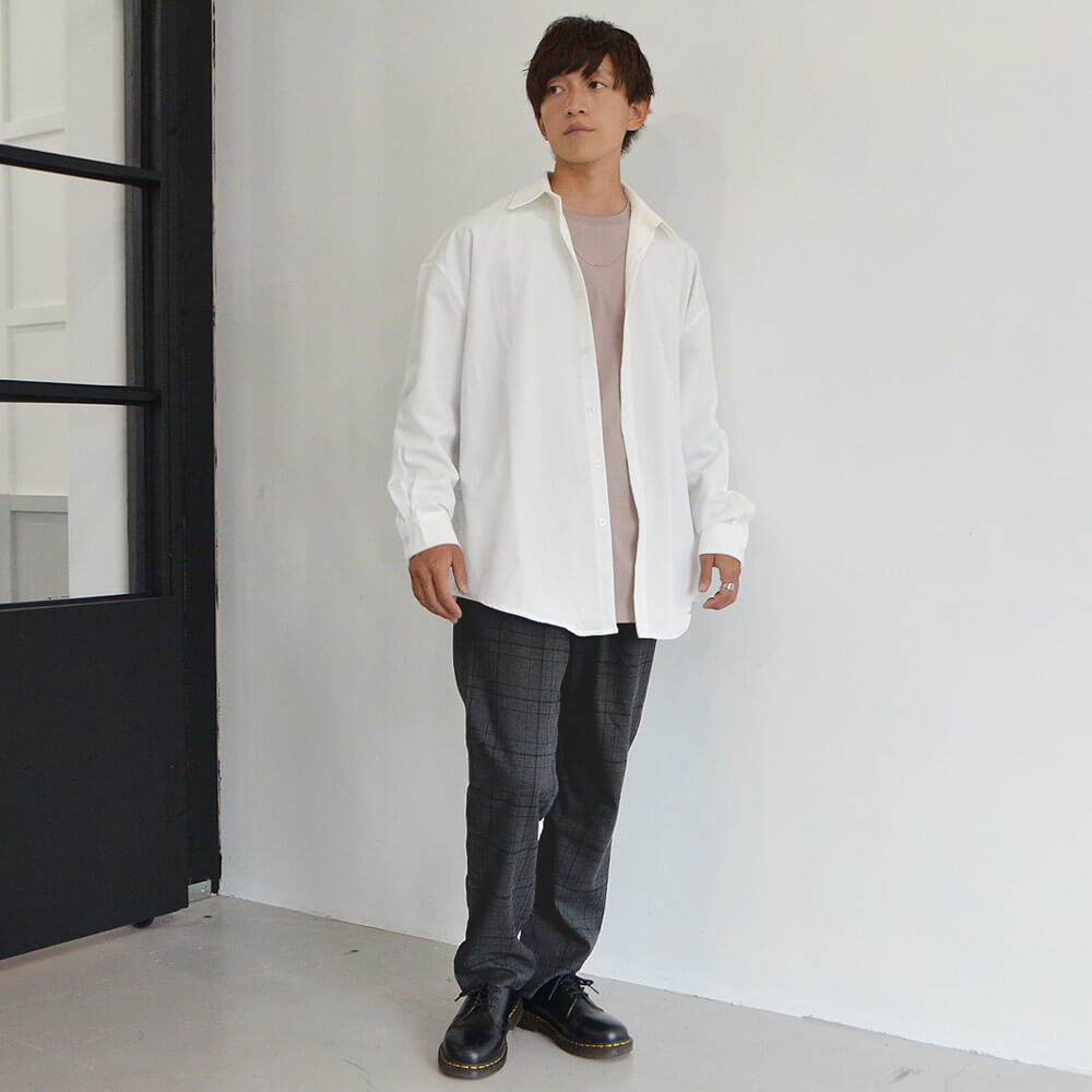 チェック柄セミワイドパンツ
