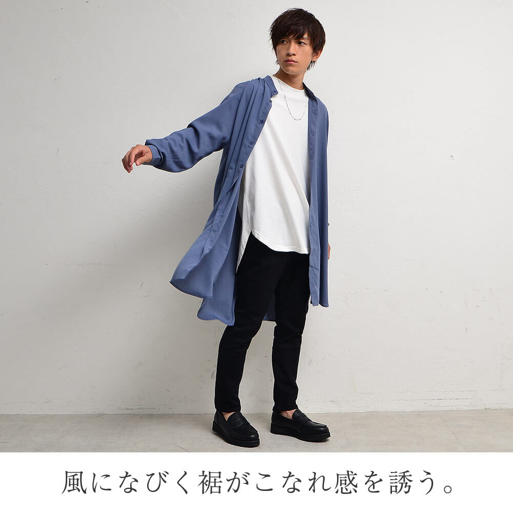 ③黒スキニー×ロングシャツ