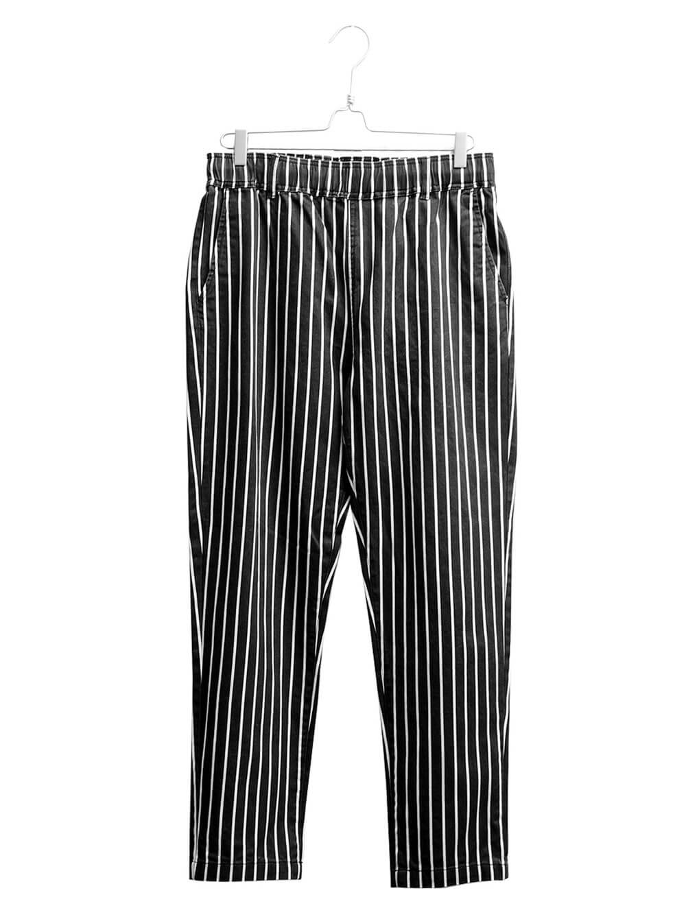 ストライプ柄のシェフパンツ