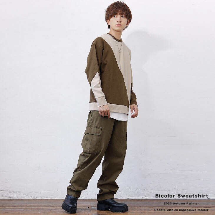 ベージュ色合わせメンズコーデ