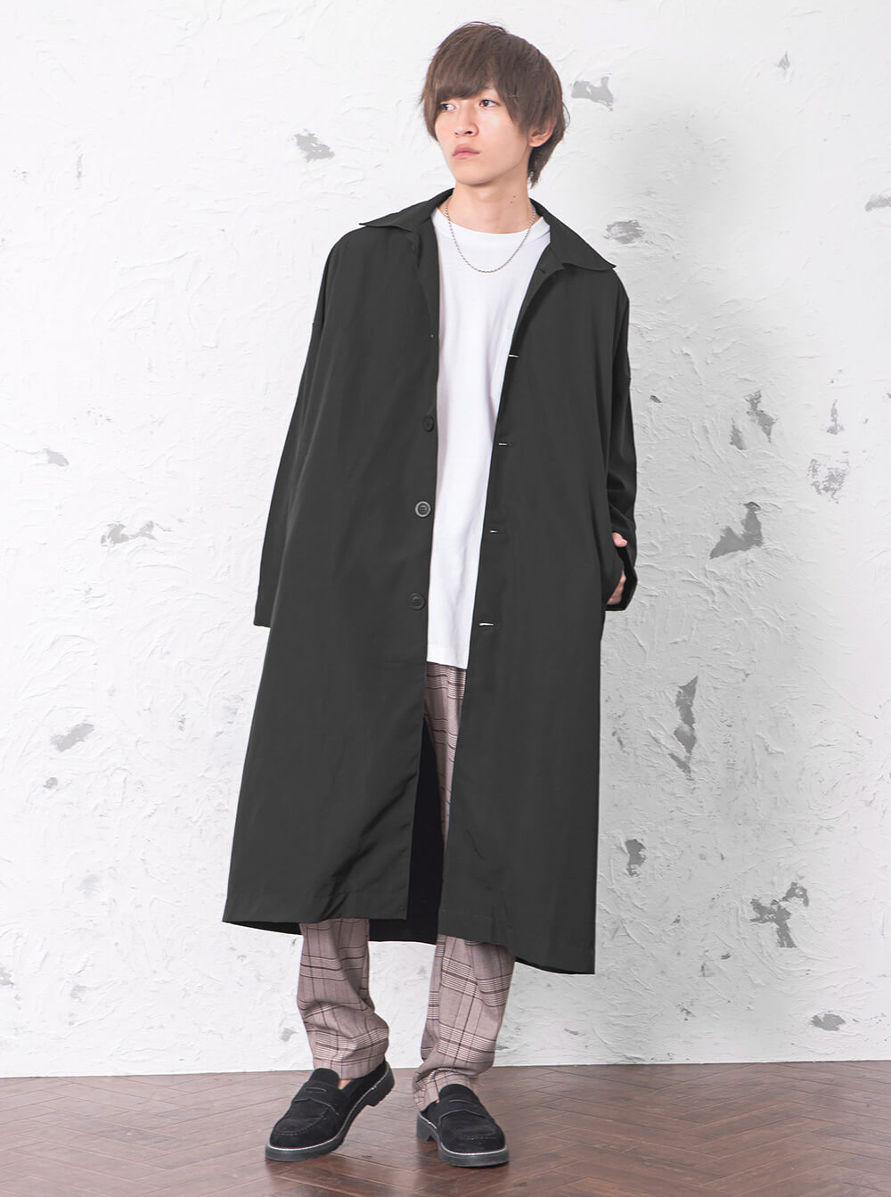 オーバーサイズステンカラーコートコーデ
