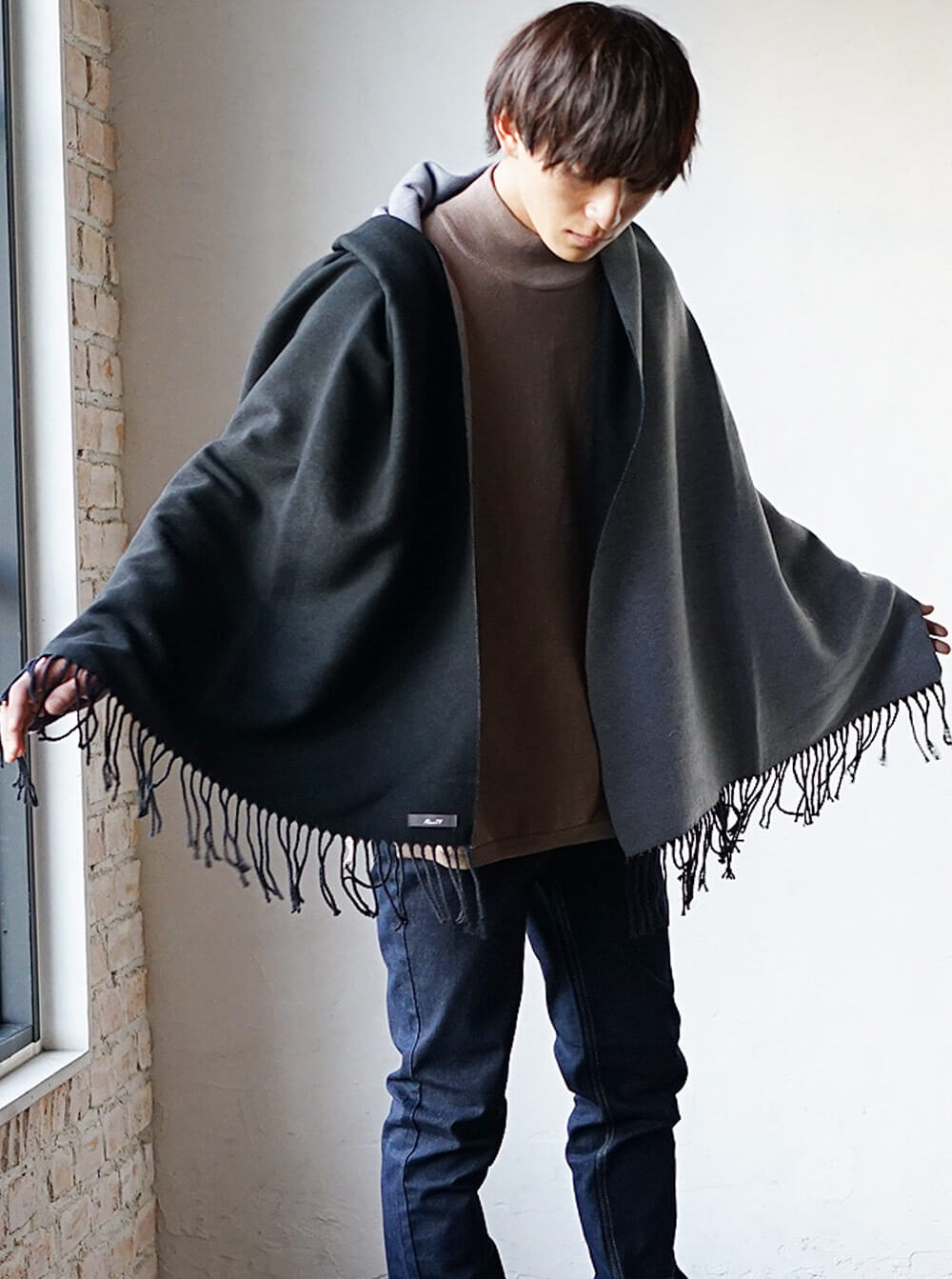 マフラーの肩掛け