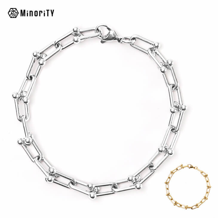 Uリンクピュアシルバーチェーンブレスレット