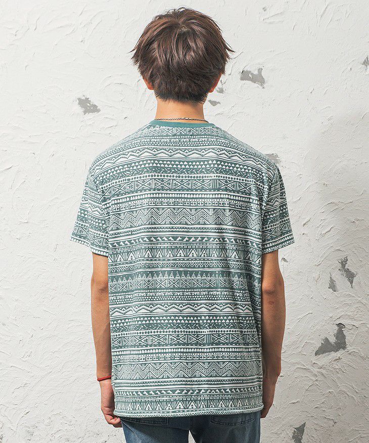 エスニック柄スピンドルtシャツ