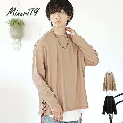TCインレイミニ裏毛レースアップロングTシャツ