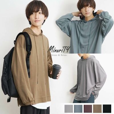 ビッグシルエットとろみ長袖パーカー