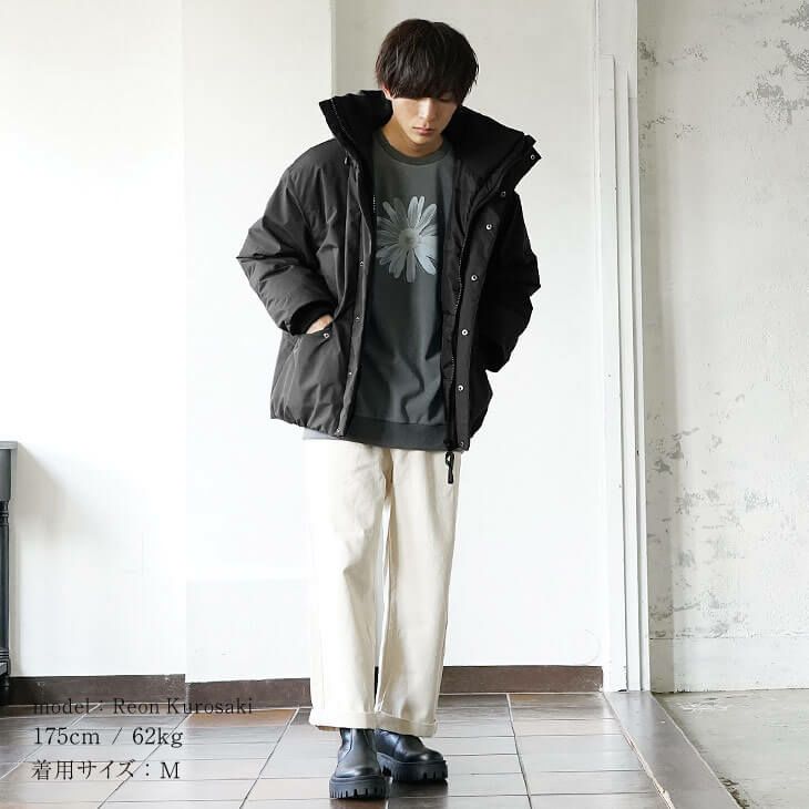 ポリストレッチ中綿ボリュームネックジャケット