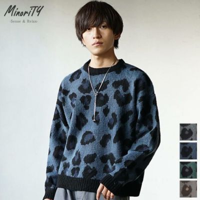 ヒョウ柄クルーニット