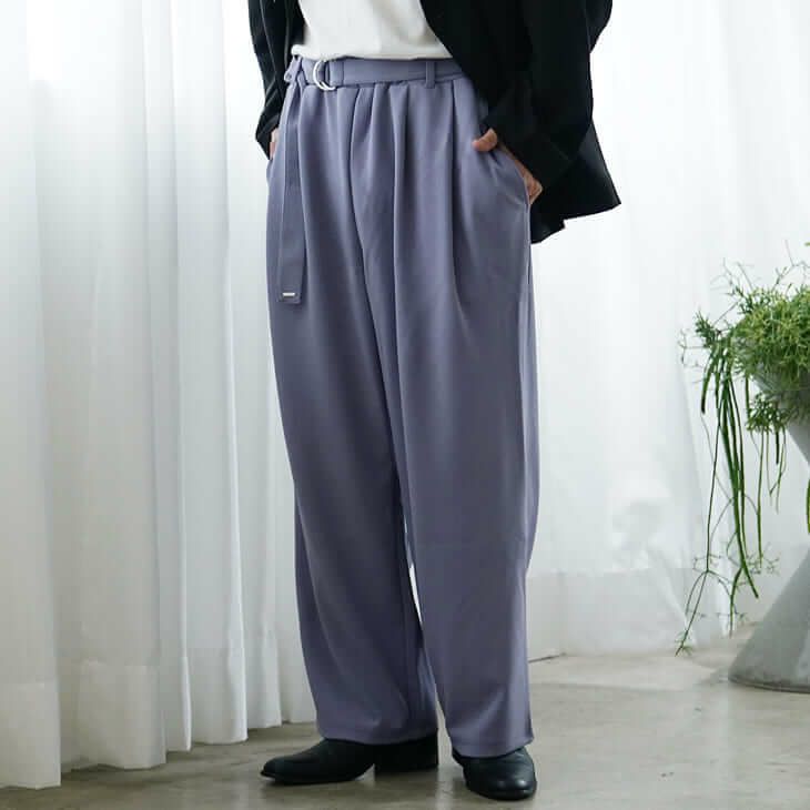 ベルト付きワイドパンツ