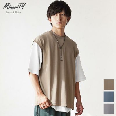 カットジョーゼットフェイクレイヤードTシャツ
