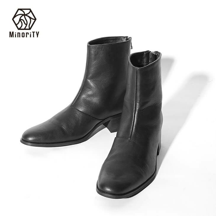 通販】バックジップヒールブーツ｜ジェンダーレスファッションMinoriTY