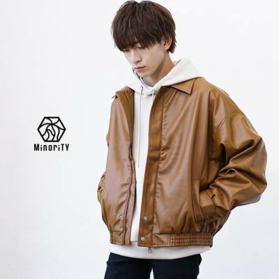 【送料無料】シンセティックレザービッグブルゾン