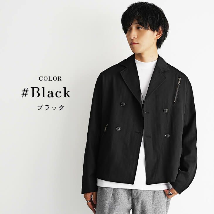 ブラック テーラードジャケット サイズ42 Wライダース風テーラードJKT *