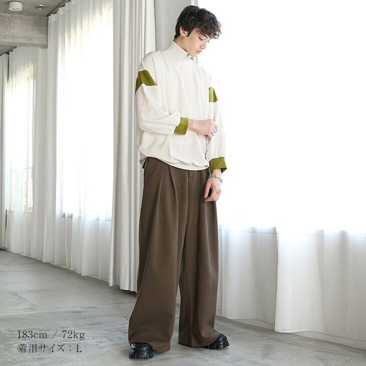 バイカラースタンドハーフジップ