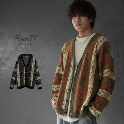 【送料無料】アンティークリーフパターンカーディガン