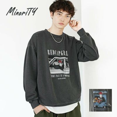 【送料無料】ガールプリントピグメントトレーナー