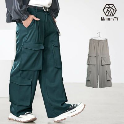 PUレザーワイドカーゴパンツ