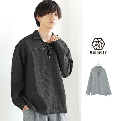幾何学柄総柄ビッグ長袖シャツ