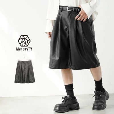 【送料無料】ヴィンテージレザーライクPUハーフパンツ