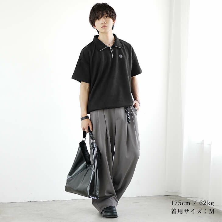 ハーフジップスウェードTシャツ