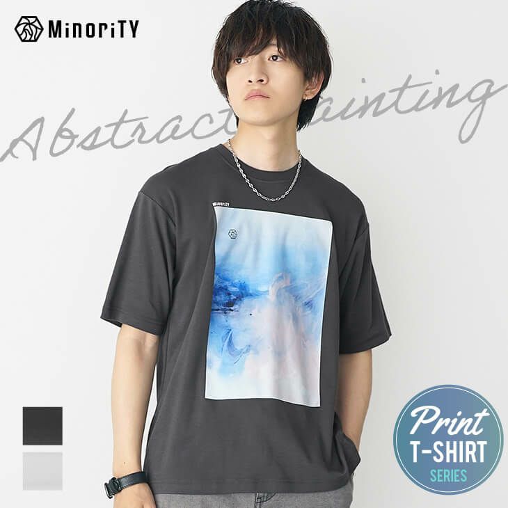 HOMME PLISSÉ 抽象グラフィック Tシャツ アートグラフィックデザインオーバーサイズ半袖Tシャツ MONO-MART